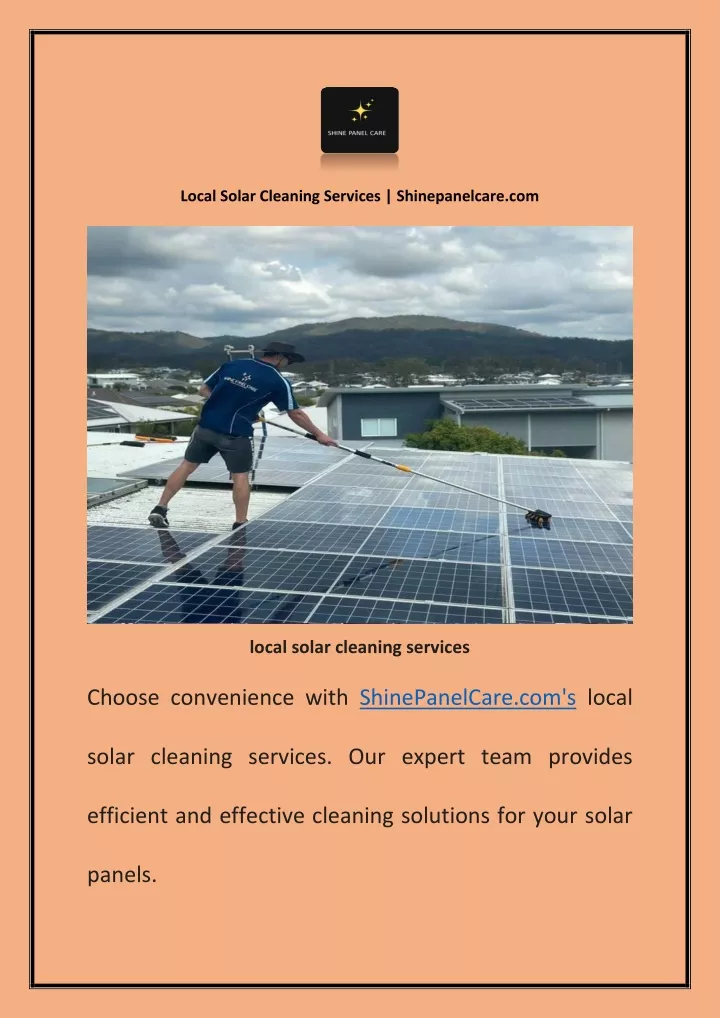 local solar cleaning services shinepanelcare com