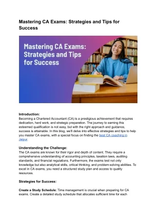 Mastering CA Exams_ Strategies and Tips for Success