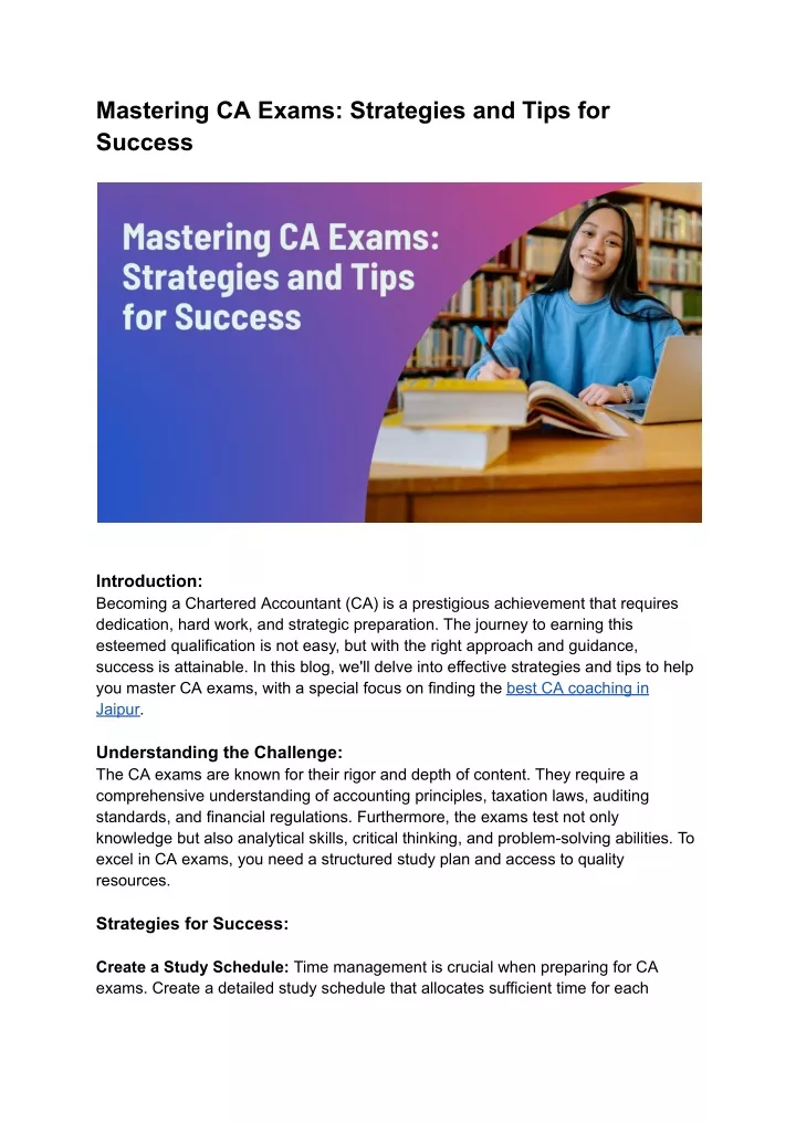 mastering ca exams strategies and tips for success