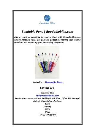 Beadable Pens  Beadablebliss.com