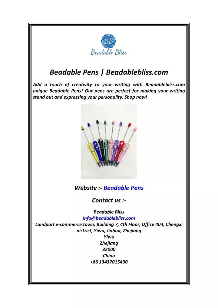 beadable pens beadablebliss com