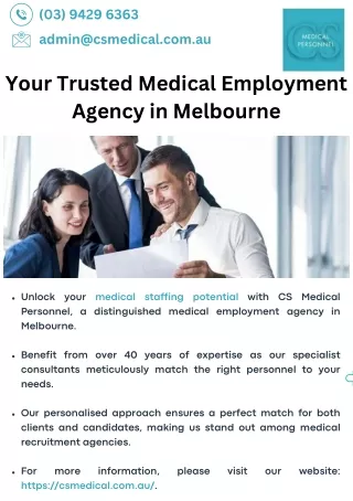 Your Trusted Medical Employment Agency in Melbourne