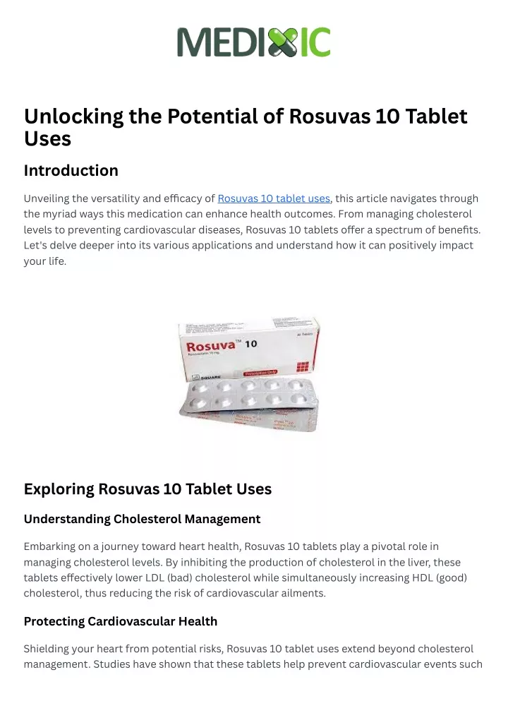 unlocking the potential of rosuvas 10 tablet uses