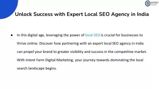 Unlock Success with Expert Local SEO Agency in India-Intentfarm