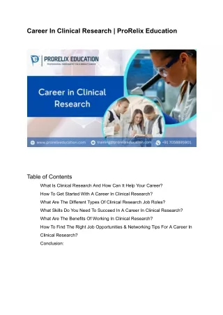 Career In Clinical Research _ ProRelix Education (1)
