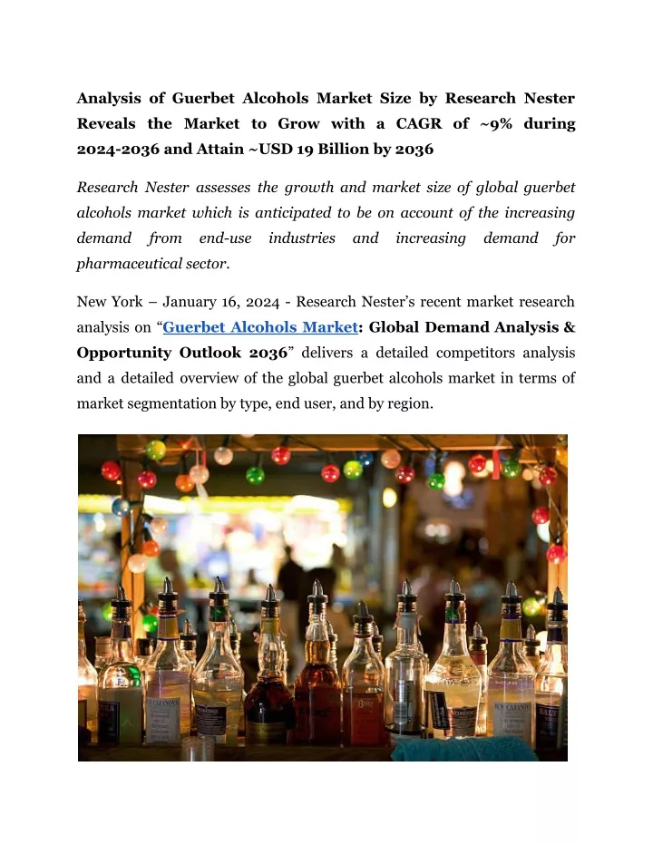 analysis of guerbet alcohols market size