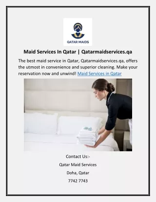 Maid Services In Qatar | Qatarmaidservices.qa