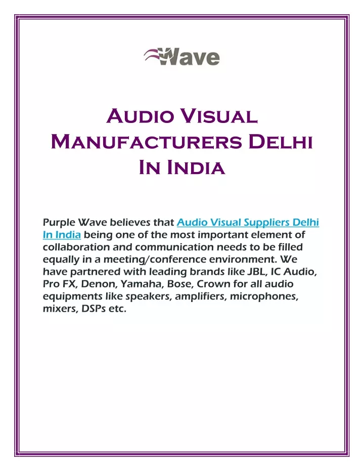 audio visual manufacturers delhi in india