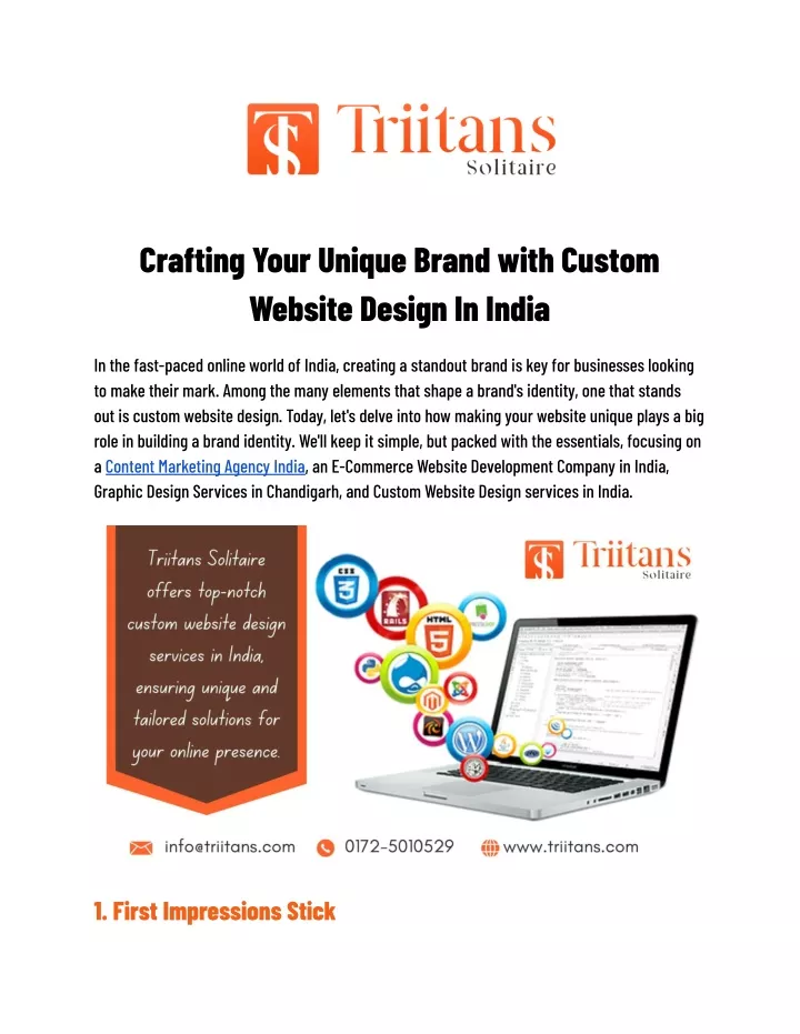 crafting your unique brand with custom website