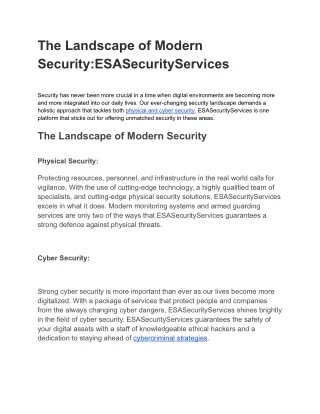 The Landscape of Modern Security_ESASecurityServices