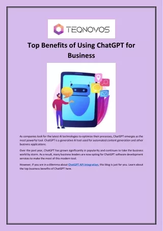 Top Benefits of Using ChatGPT for Business