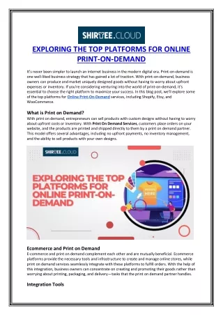 EXPLORING THE TOP PLATFORMS FOR ONLINE PRINT-ON-DEMAND