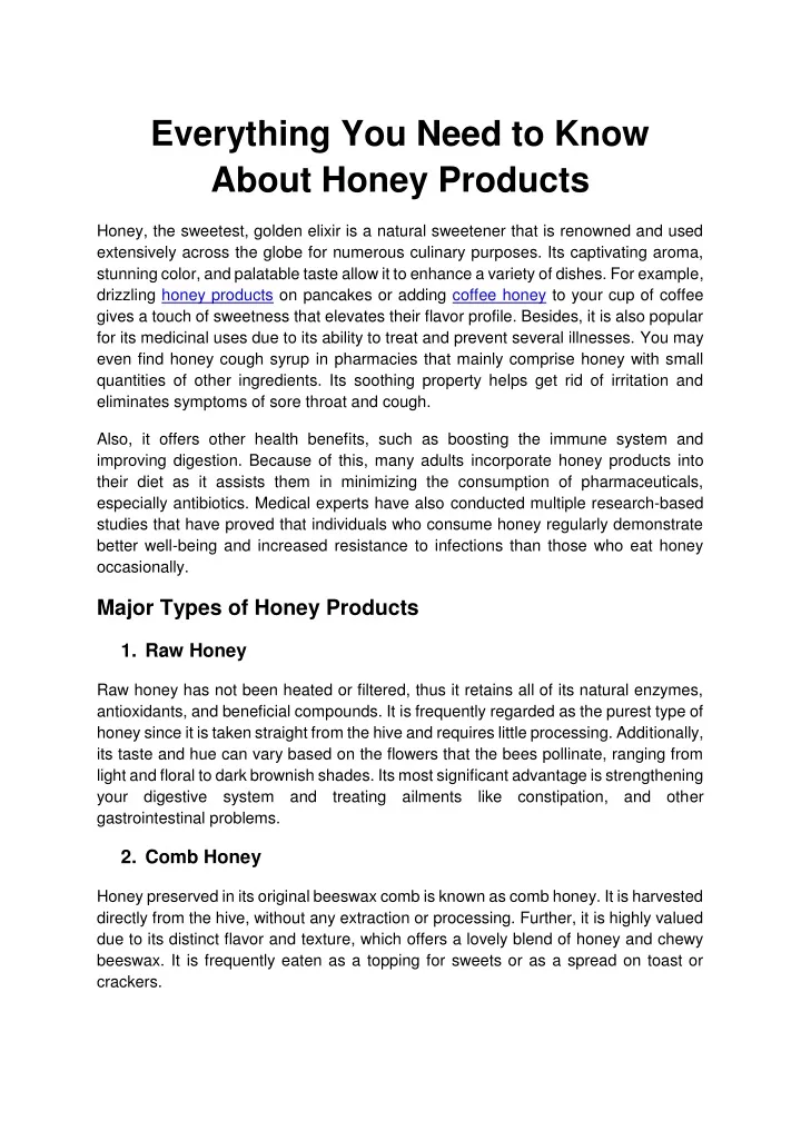 everything you need to know about honey products