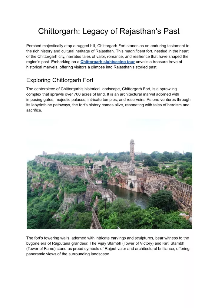 chittorgarh legacy of rajasthan s past