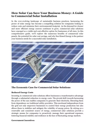 How Solar Can Save Your Business Money: A Guide to Commercial Solar Installation