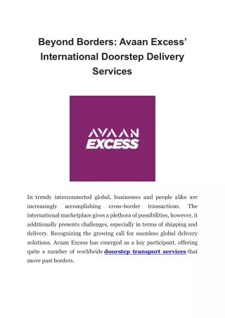 Beyond Borders: Avaan Excess’ International Doorstep Delivery Services