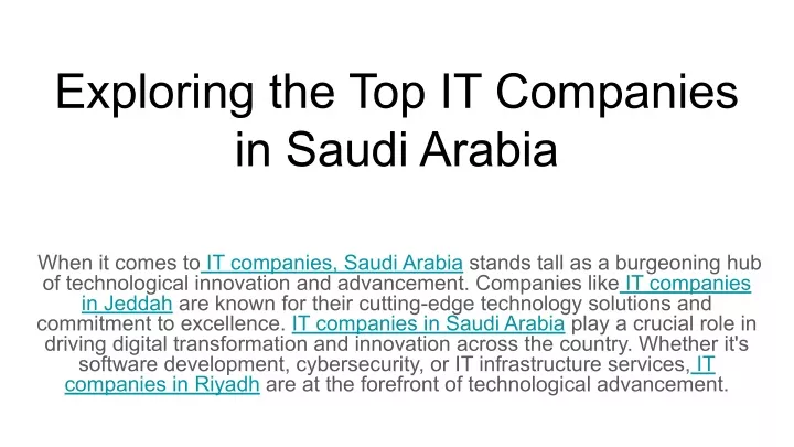 exploring the top it companies in saudi arabia