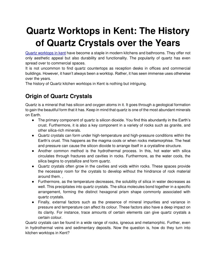 quartz worktops in kent the history of quartz