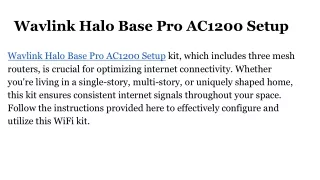Wavlink Halo Base Pro AC1200 Setup