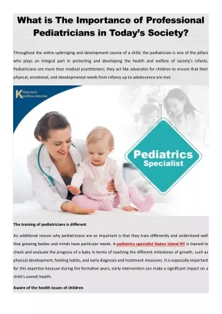 What is The Importance of Professional Pediatricians in Today’s Society?