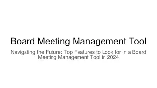 Board Meeting Management Tool