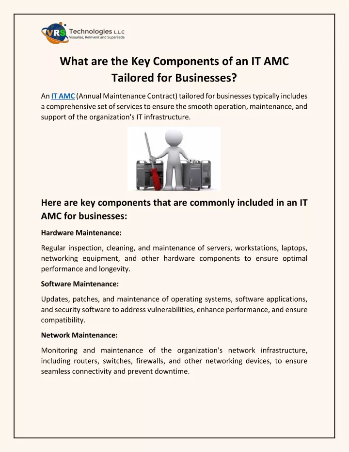 what are the key components of an it amc tailored