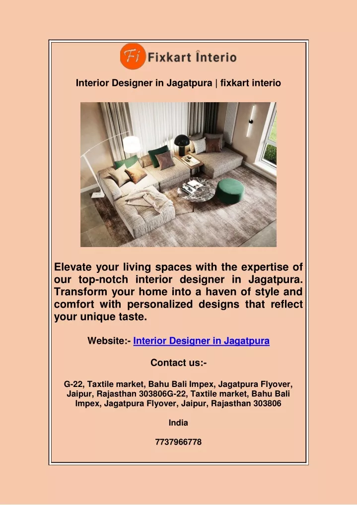 interior designer in jagatpura fixkart interio