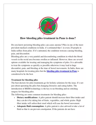 How bleeding piles treatment in Pune is done