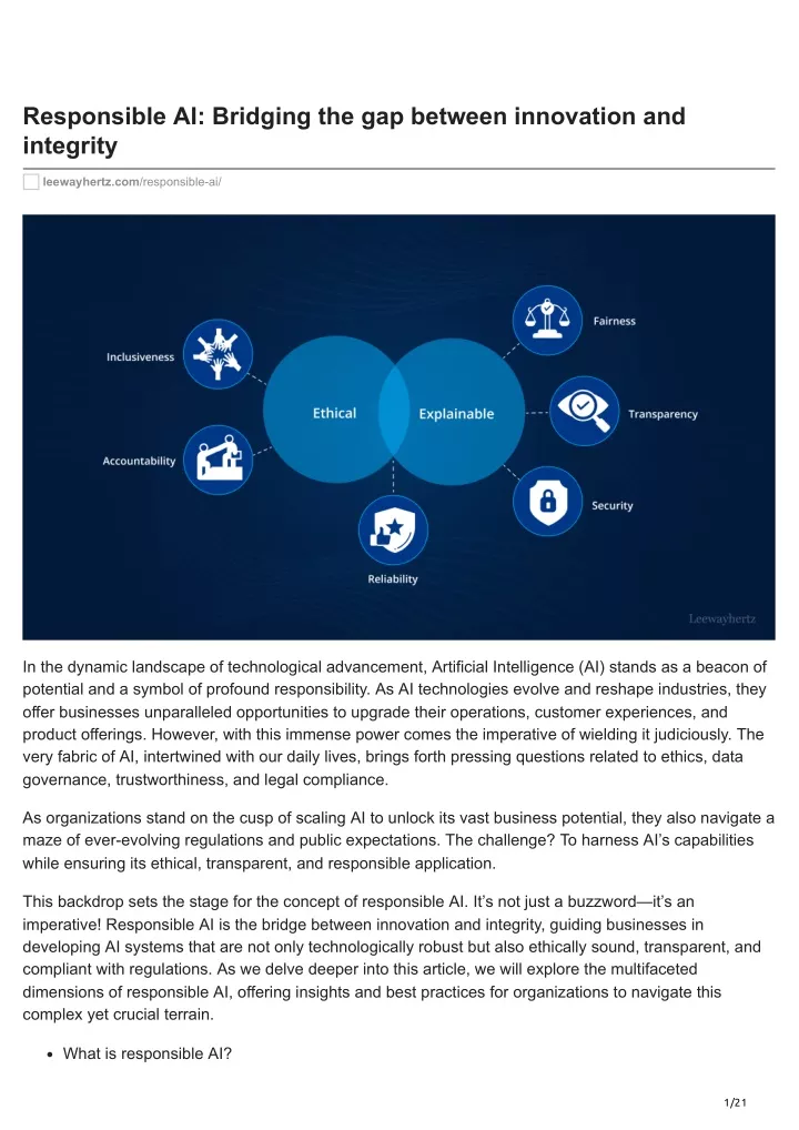 responsible ai bridging the gap between