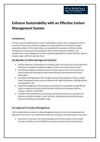 Enhance Sustainability with an Effective Carbon Management System | CarbonMinus