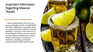 Important Information Regarding Mexican Tequila