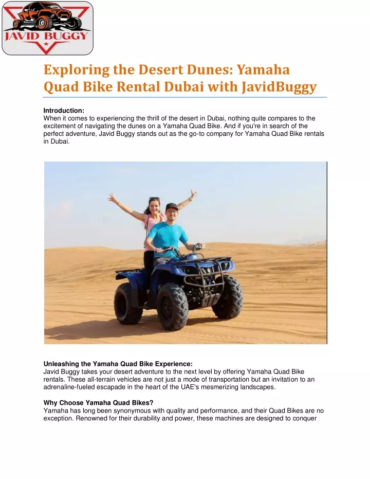 exploring the desert dunes yamaha quad bike