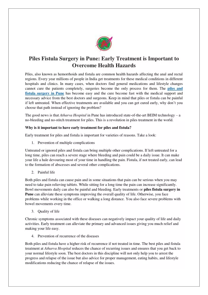 piles fistula surgery in pune early treatment