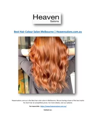 Best Hair Colour Salon Melbourne | Heavensalons.com.au