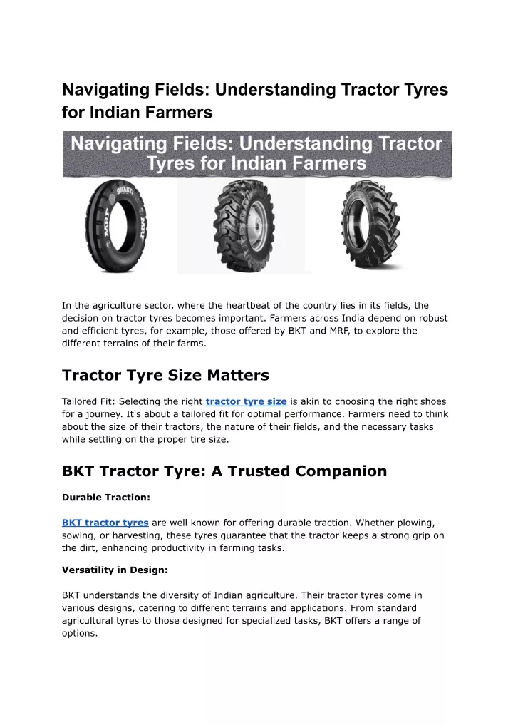 navigating fields understanding tractor tyres