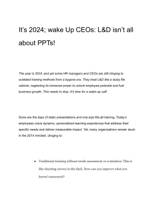 It’s 2024; wake Up CEOs_ L&D isn’t all about PPTs!