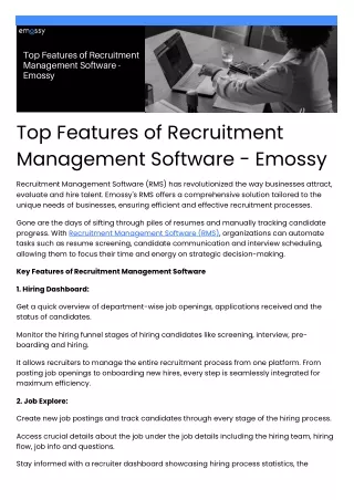 Top Features of Recruitment Management Software - Emossy