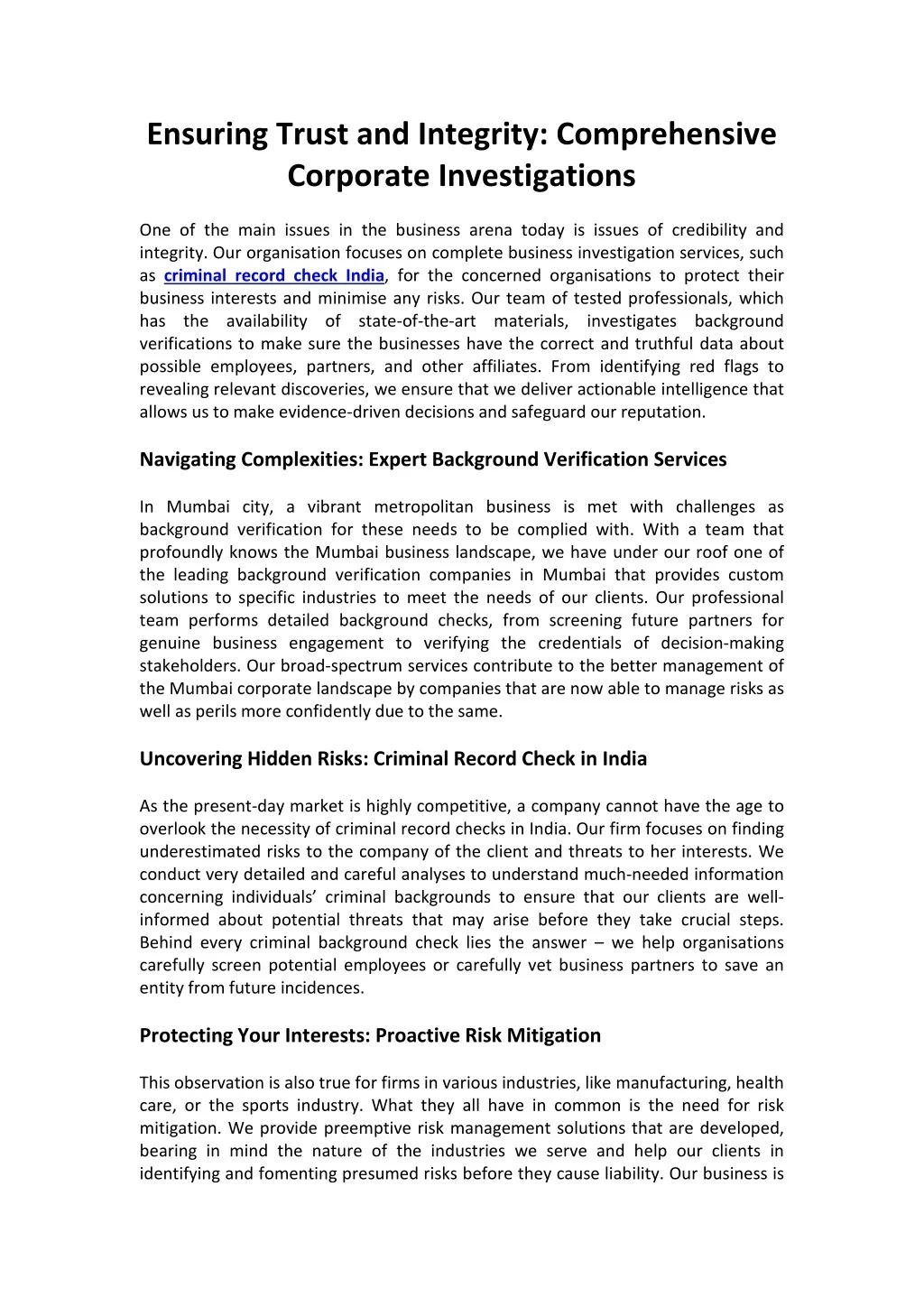 PPT - Ensuring Trust and Integrity Comprehensive Corporate ...