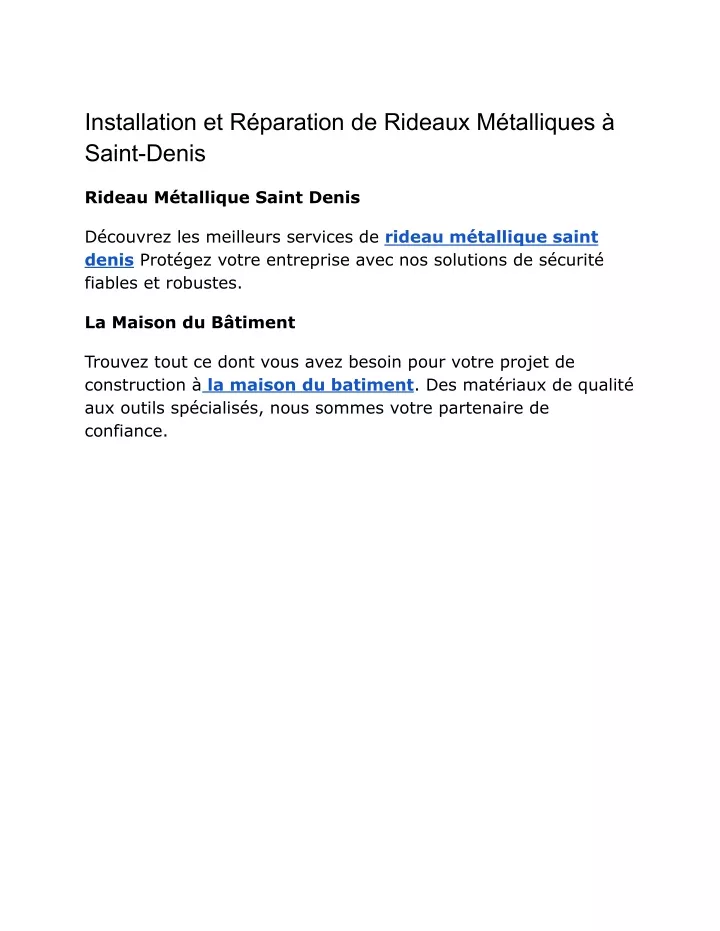 installation et r paration de rideaux m talliques