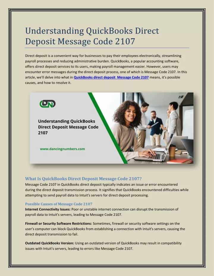 understanding quickbooks direct deposit message