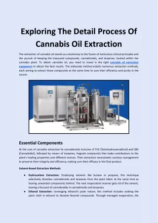 Exploring The Detail Process Of Cannabis Oil Extraction