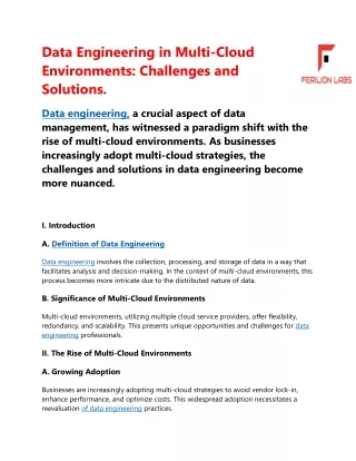 Data Engineering in Multi-Cloud Environments: Challenges and Solutions.