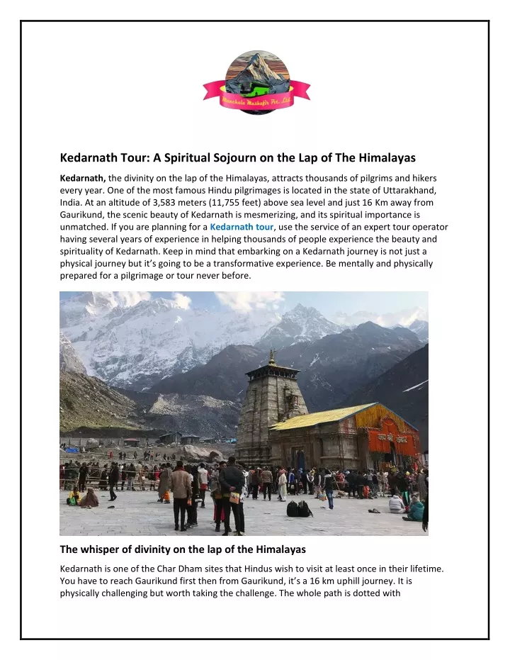 kedarnath tour a spiritual sojourn