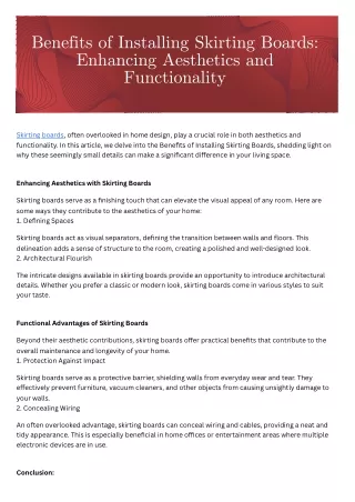 benefits of installing skirting boards enhancing