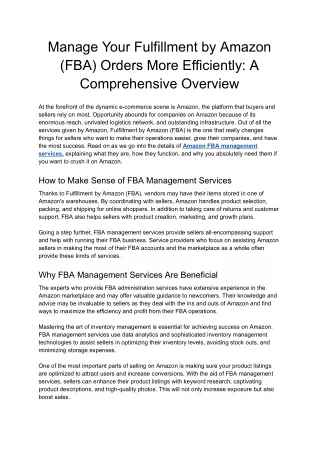 manage your fulfillment by amazon fba orders more