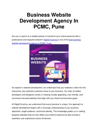 Business Website Development Agency In PCMC