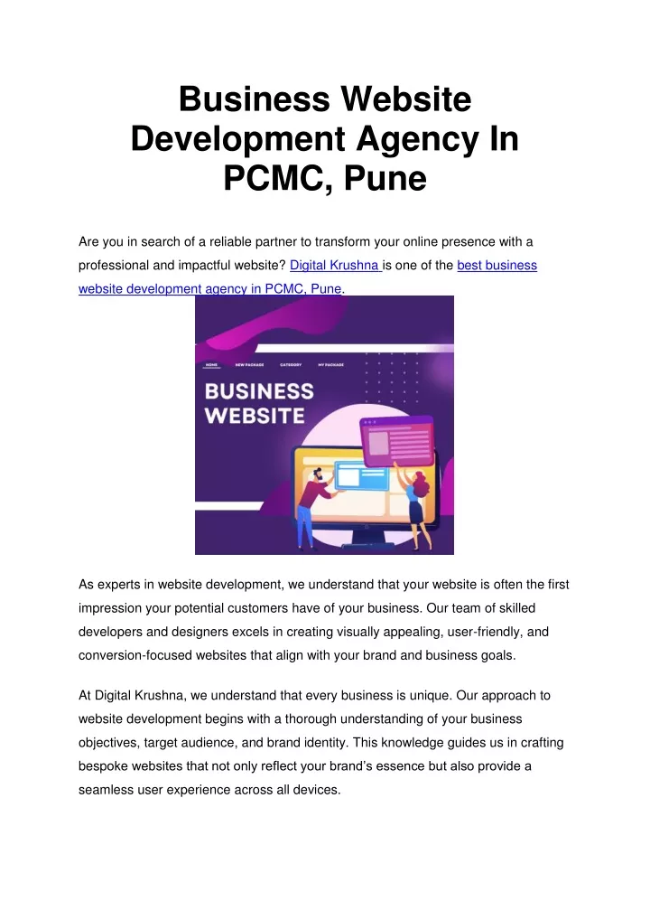 business website development agency in pcmc pune