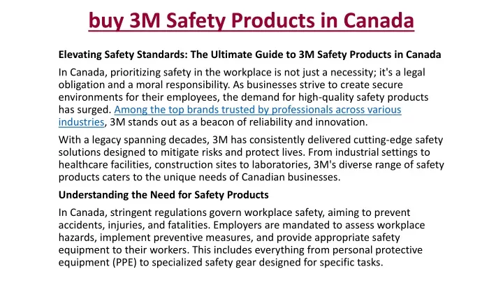 buy 3m safety products in canada