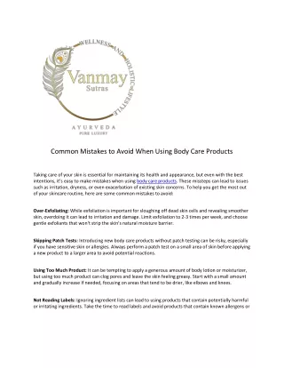 Common Mistakes to Avoid When Using Body Care Products