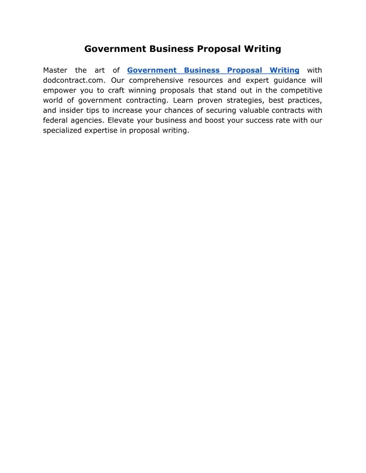 government business proposal writing